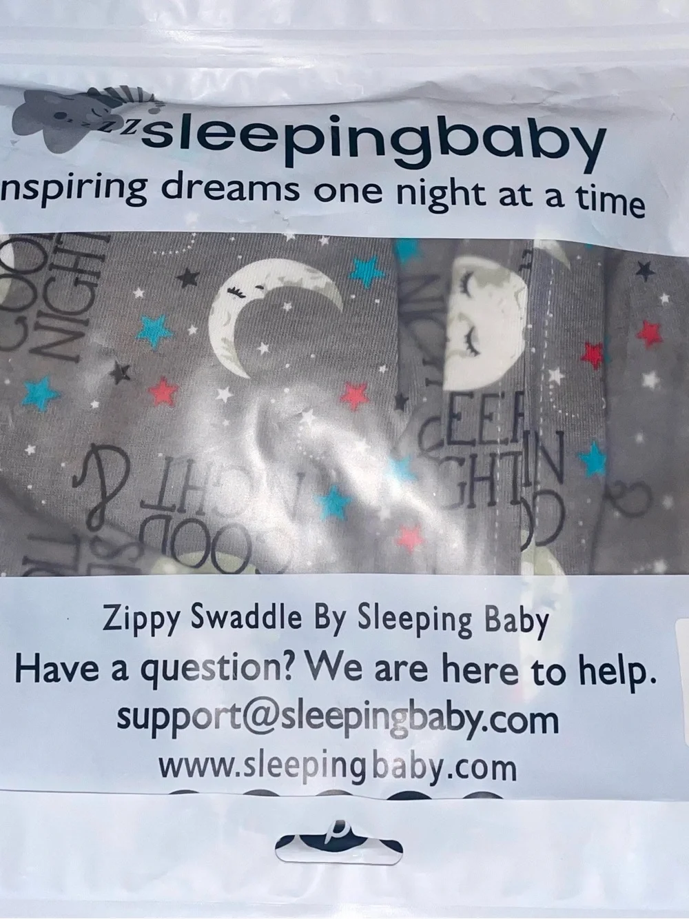 Gray Baby Swaddle Sack with Moon & Stars 